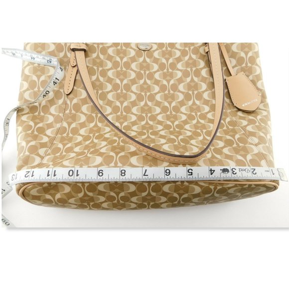 COACH Light Beige Signature C Logo PVC Tote Bag - Picture 8 of 12